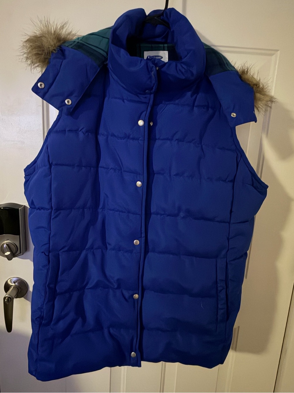 XXL Tall Old Navy Royal Blue Quilted Puffer Vest with Faux-Fur Trim
